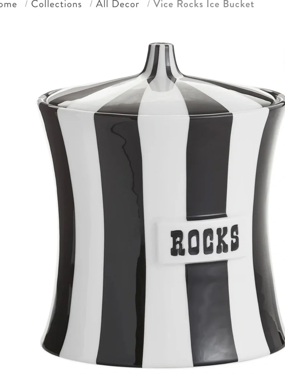 Jonathan Adler Black and White Striped Ceramic 'Rocks' Canister